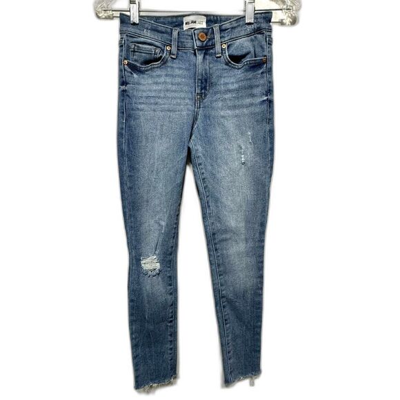 William Rast Jeans Stretch Perfect Skinny Distressed Denim Mid Rise Women sz 24 - Picture 1 of 12
